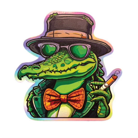 Ganja Gator - Holographic Alligator Stoner Sticker