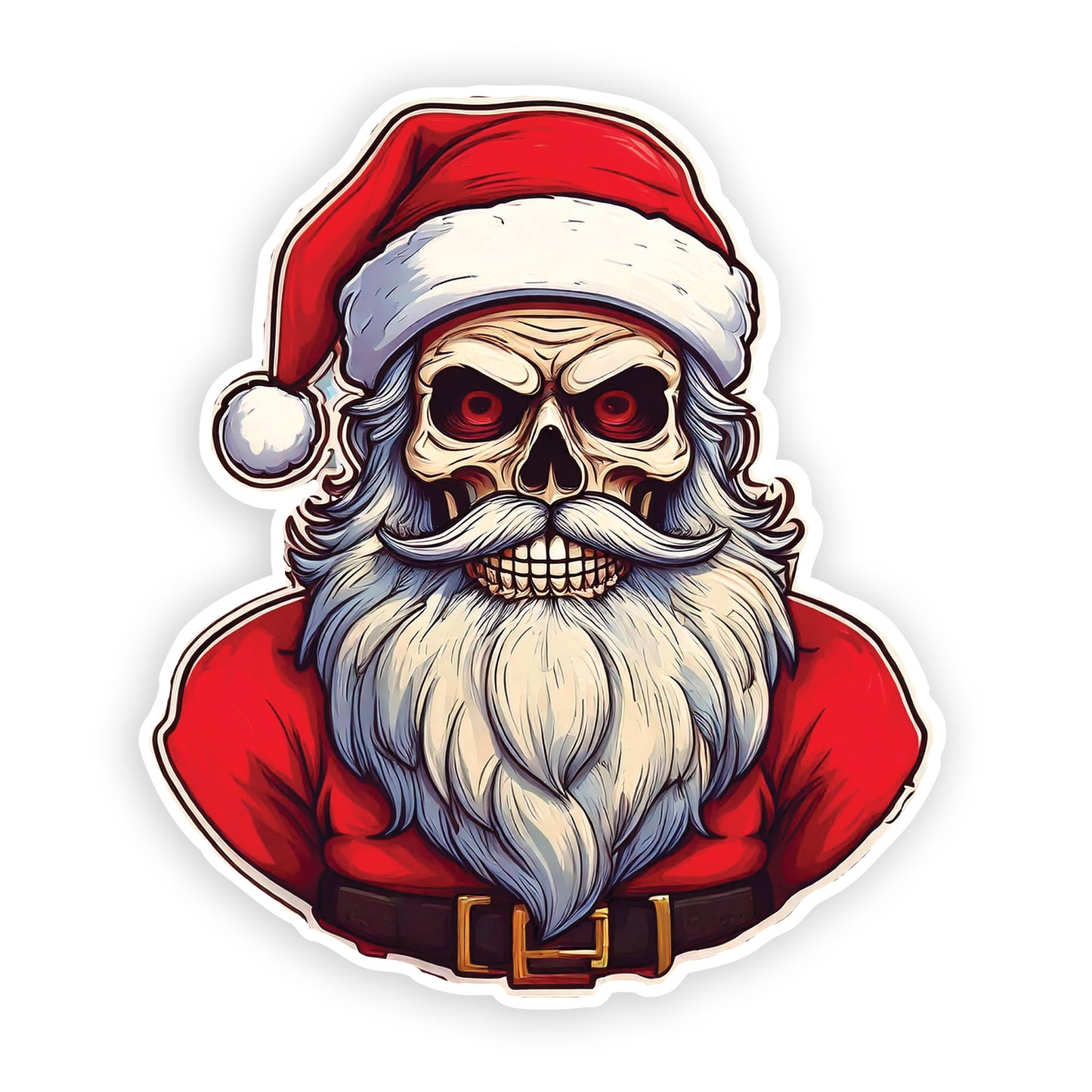 Santa Skull Sticker - Naughty or Demonic?