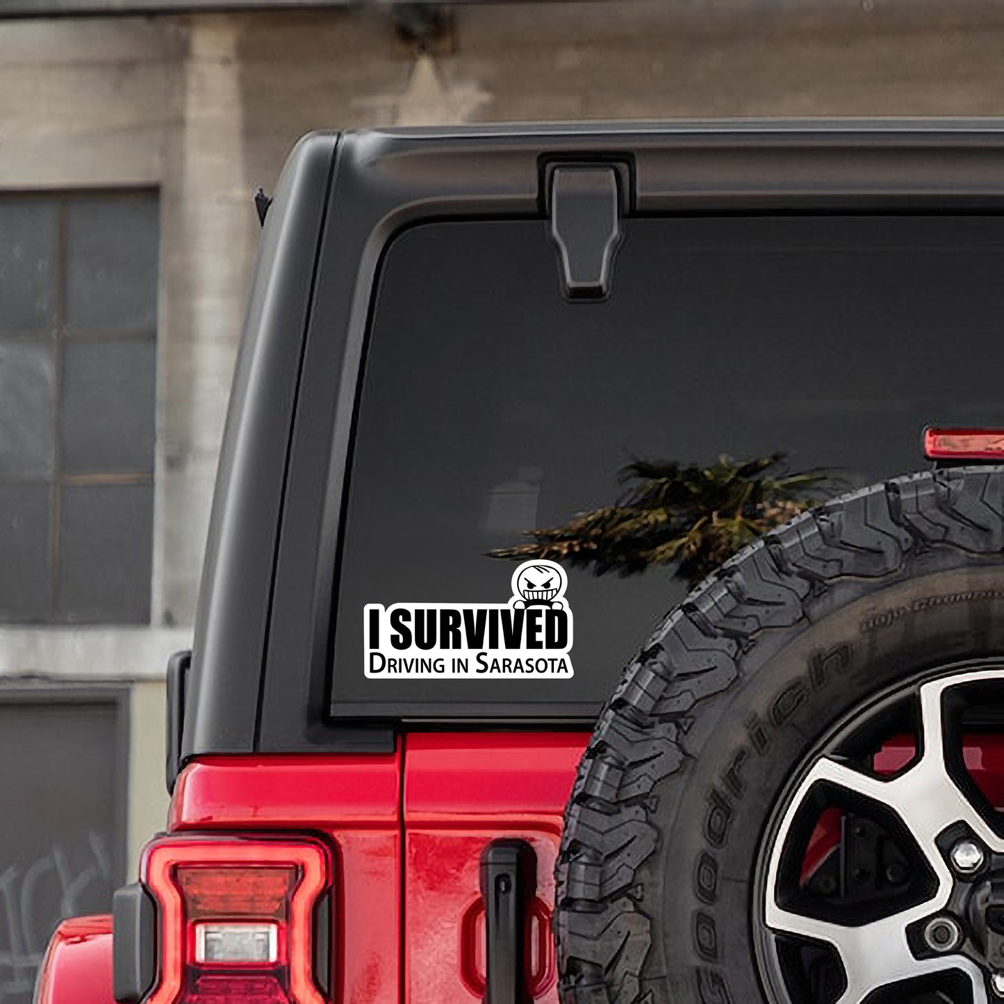 "I Survived Driving in Sarasota" Sticker – Fun, Durable, and Full of Local Pride