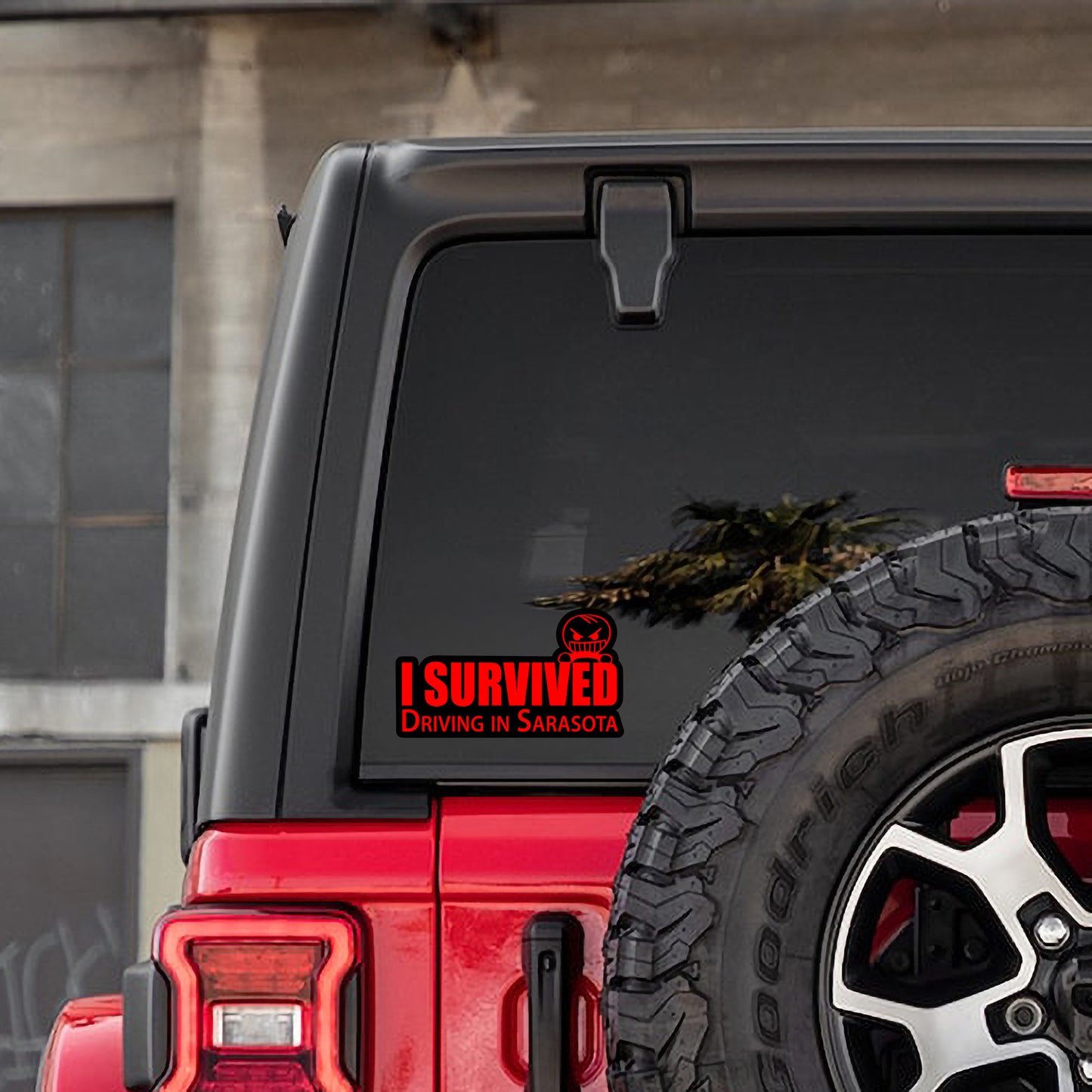 "I Survived Driving in Sarasota" Sticker – Fun, Durable, and Full of Local Pride