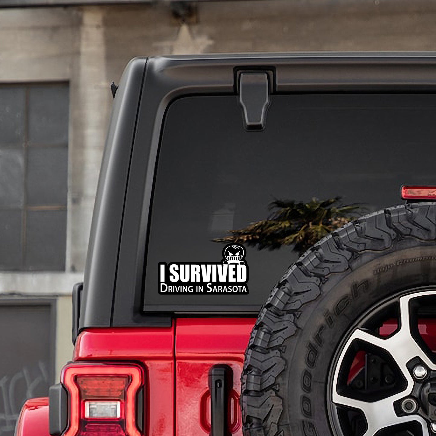 "I Survived Driving in Sarasota" Sticker – Fun, Durable, and Full of Local Pride