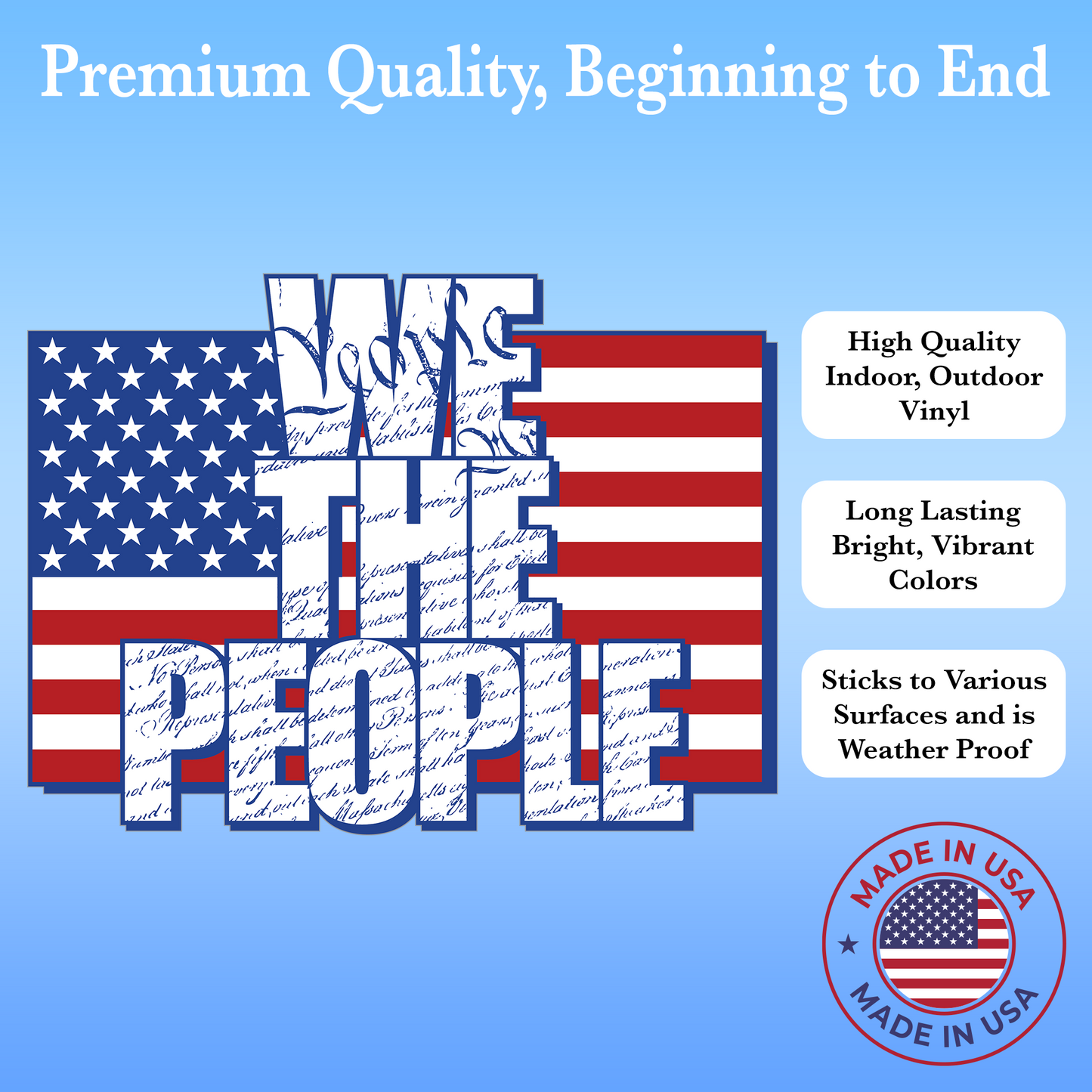 "We The People" American Flag Sticker - 6" Wide